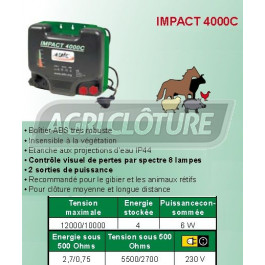 Electrificateur 4joules alimentation secteur 230v pour clôture IMPACT 4000C