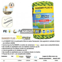 Fils Ranger Fluo TLDmax, haute qualité pour clôture électriques toute utilisation.